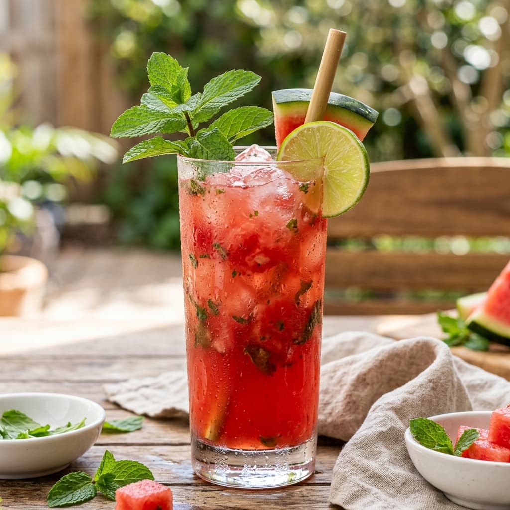 Mocktail Refrescante de Melancia com Hortelã