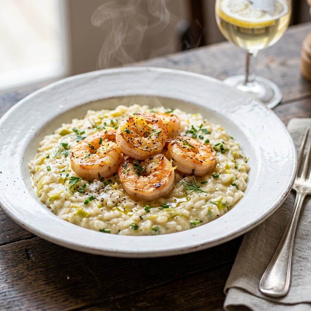 Risoto de Camarão e Alho-poró