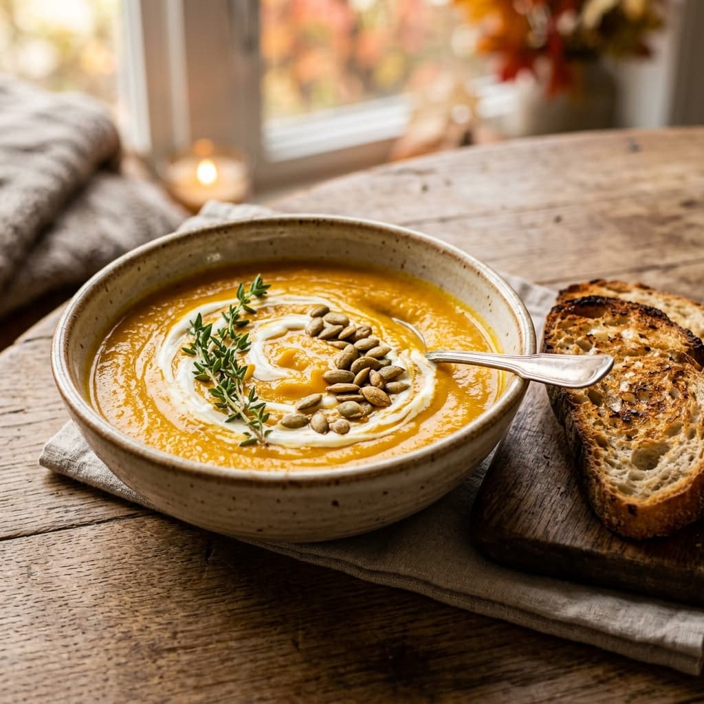 Sopa Creme de Abóbora com Gengibre