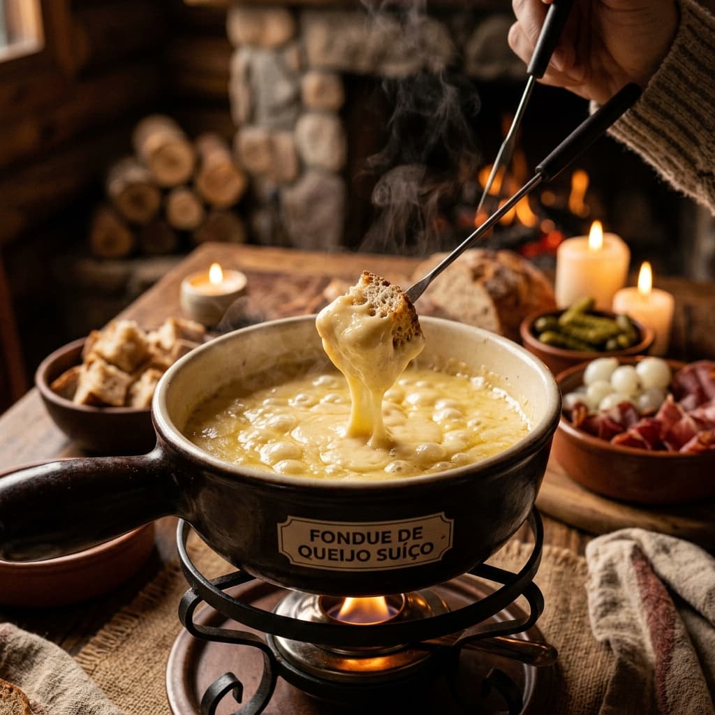 Fondue de Queijo Suíço (Receita Original Caseira)